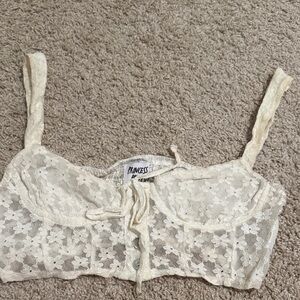 Princess Polly Cream Lace Crop Top